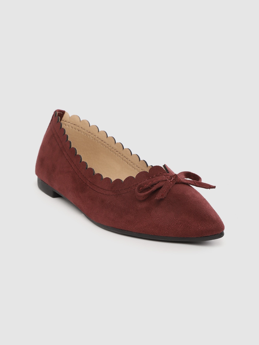 

Lavie Women Burgundy Solid Bow Detail Ballerinas