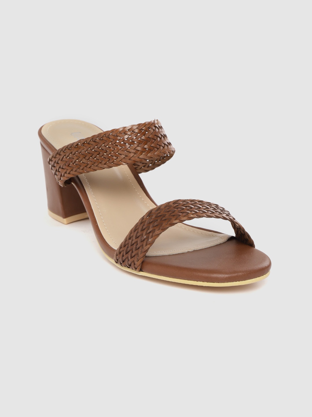 

Lavie Women Coffee Brown Basket Weave Patterned Block Heels