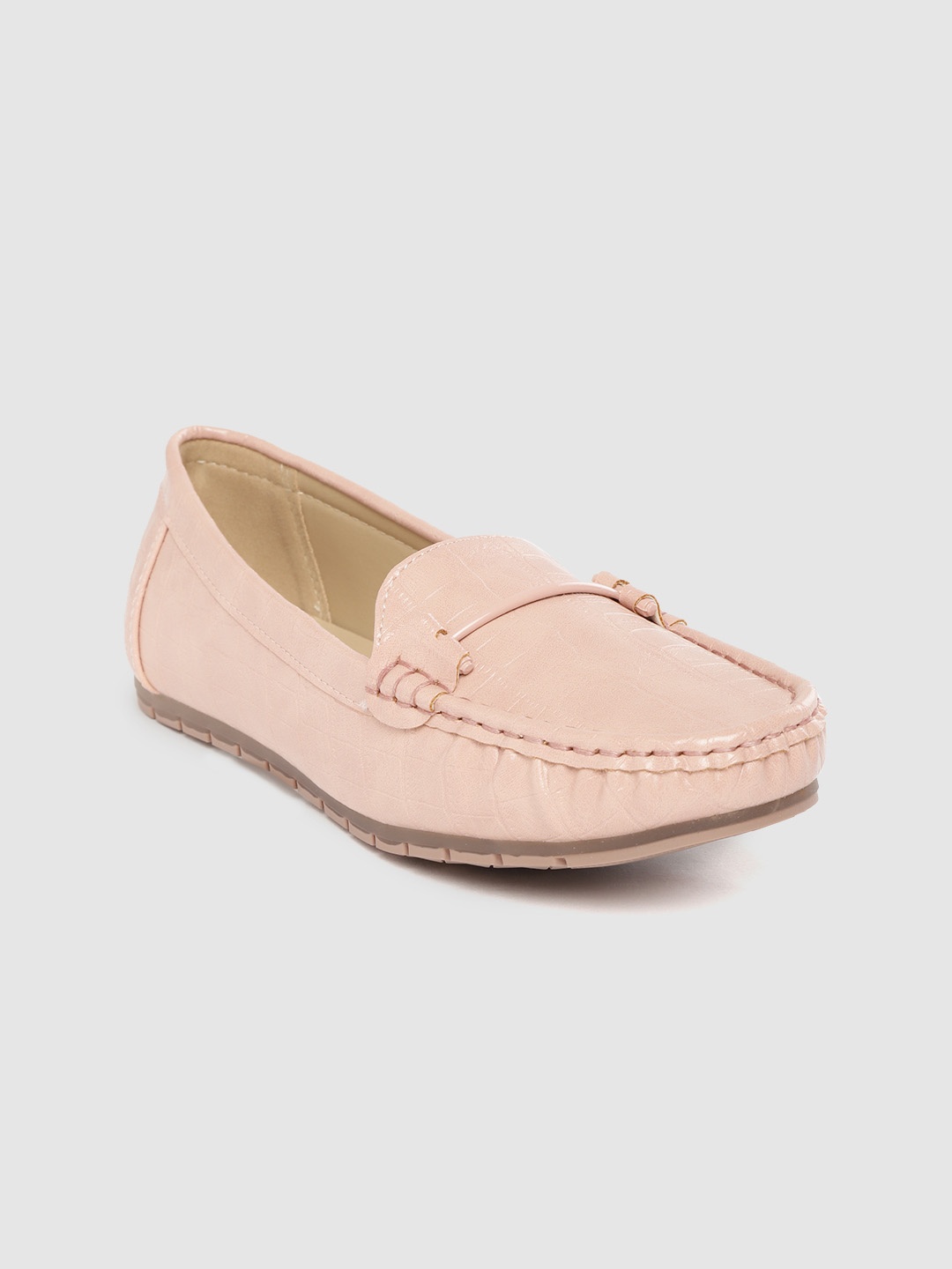 

Lavie Women Pink Croc Textured Loafers