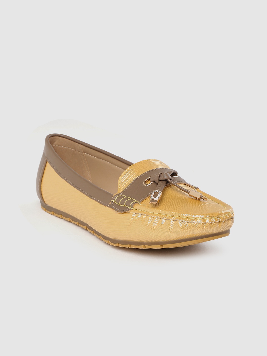 

Lavie Women Mustard Yellow & Brown Colourblocked Tasselled Loafers