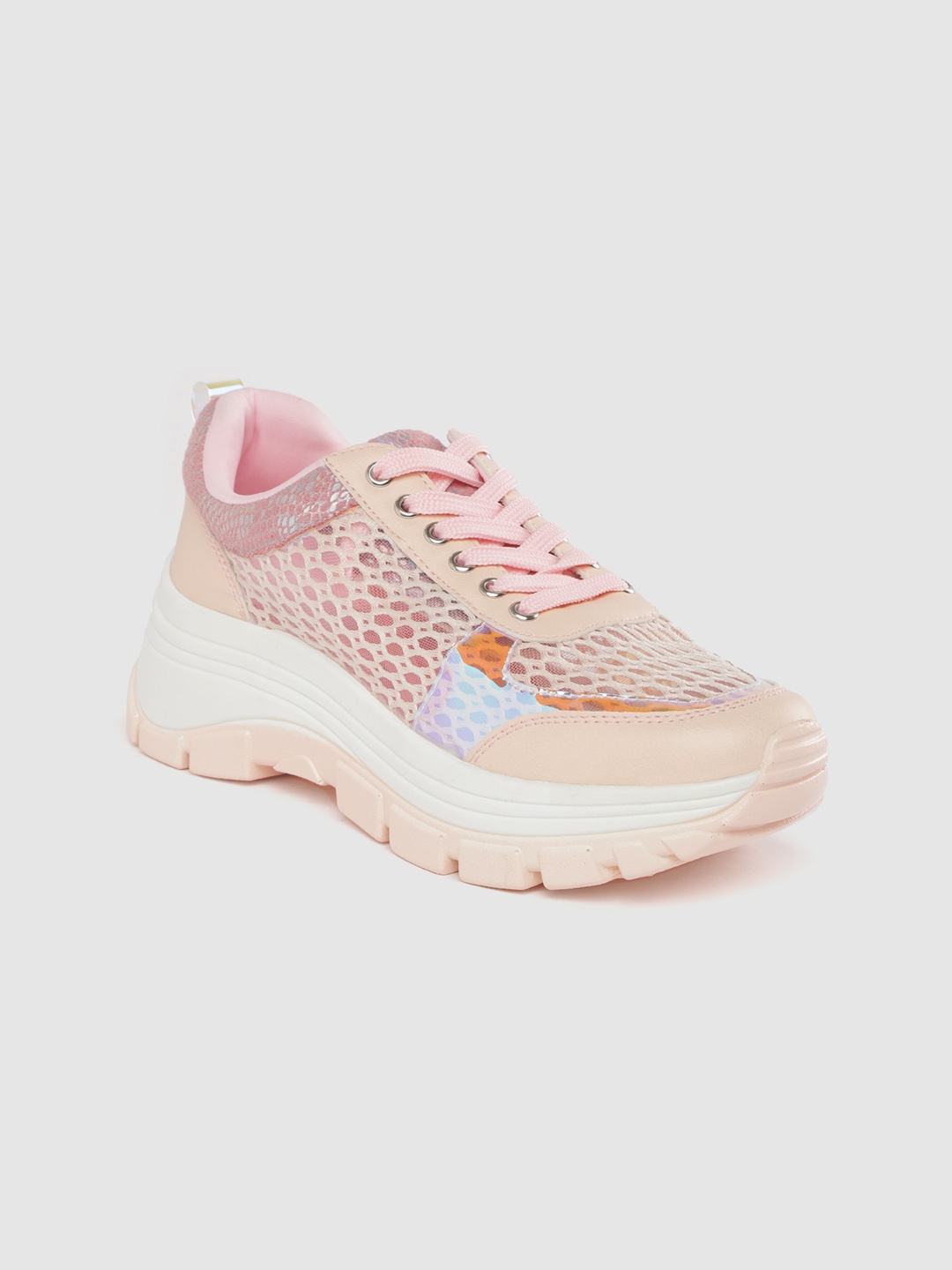 

Lavie Women Pink Woven Design Sheer Sneakers