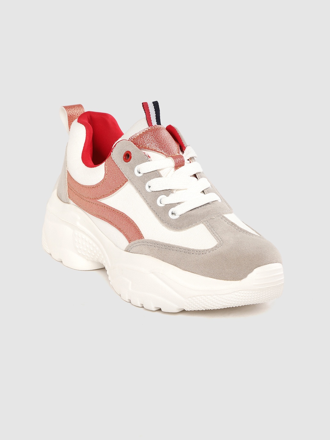 

Lavie Women White & Taupe Colourblocked Flaform Sneakers