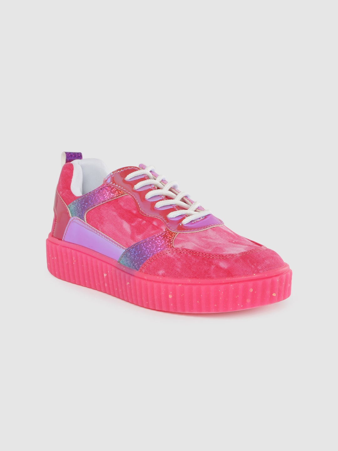 

Lavie Women Pink Printed Sneakers with Iridescent Effect