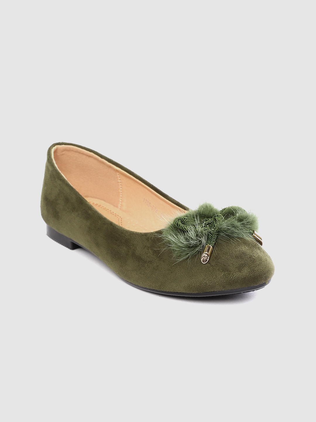 

Lavie Women Olive Green Solid Ballerinas