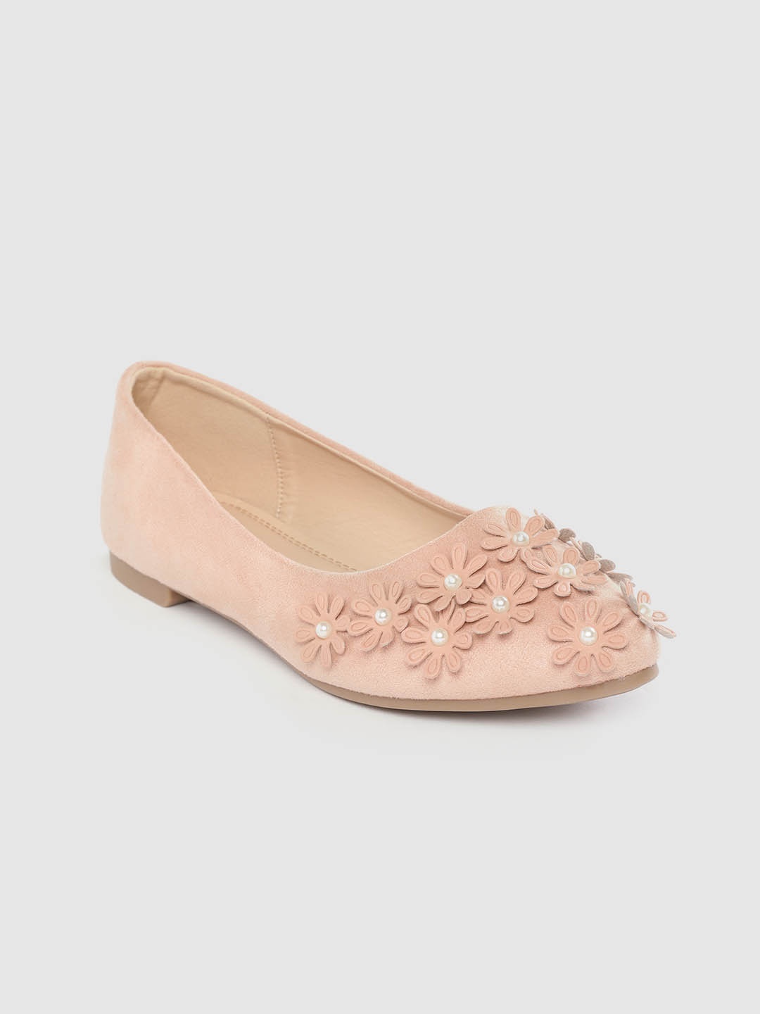 

Lavie Women Peach-Coloured Floral Applique & Beaded Ballerinas