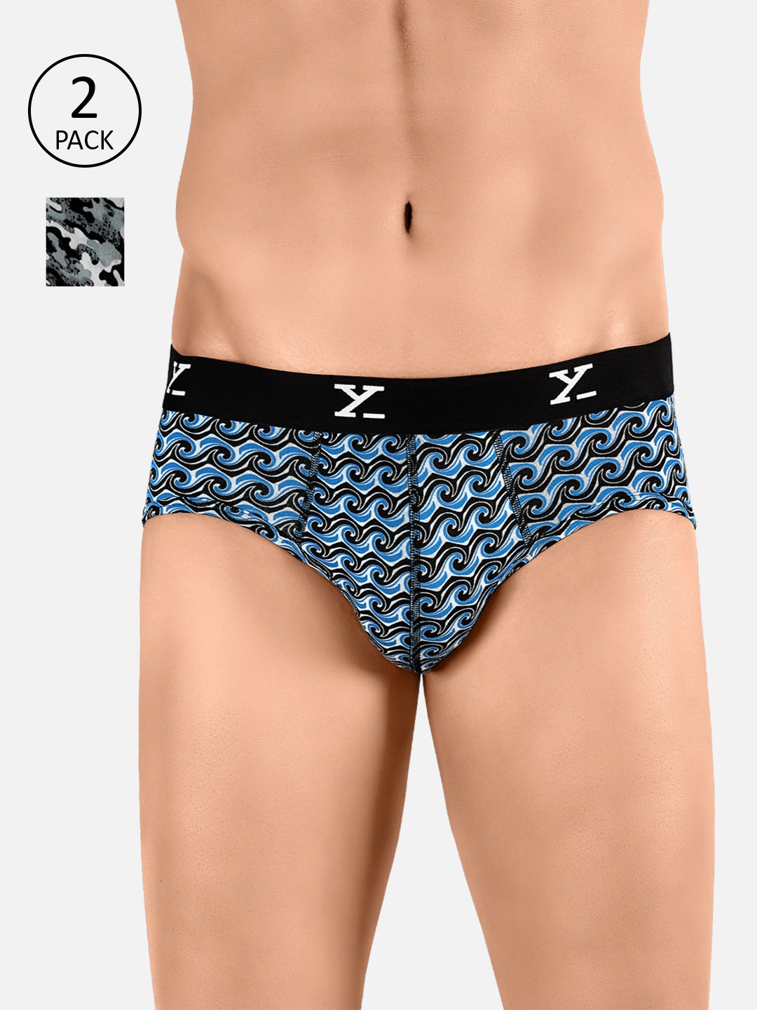 

XYXX Men IntelliSoft Antimicrobial Micro Modal Pack of 2 Shuffle Briefs XYBRF2PCKN353, Blue