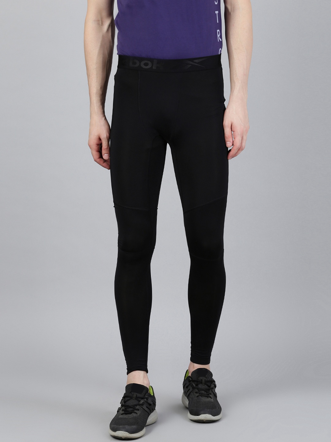 

Reebok Men Black Solid Workout Ready Compression SPEEDWICK Tights