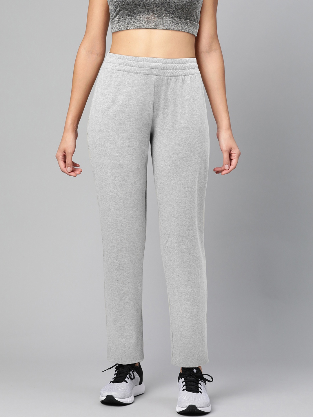 

Reebok Women Grey Melange Solid Slim Fit Foundation Knit Training Track Pants