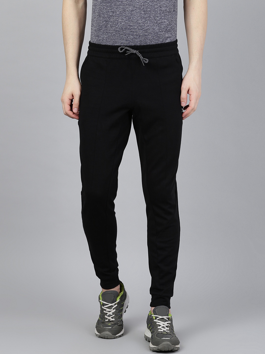 

Reebok Men Black Workout Ready Doubleknit Slim Fit Solid Training Joggers