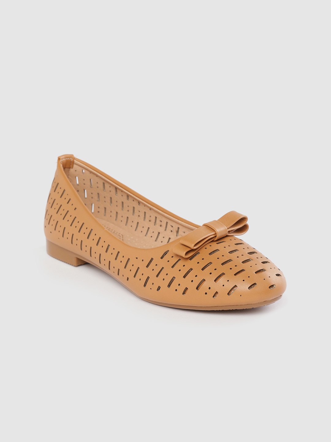 

Lavie Women Tan Brown Laser Cut Ballerinas