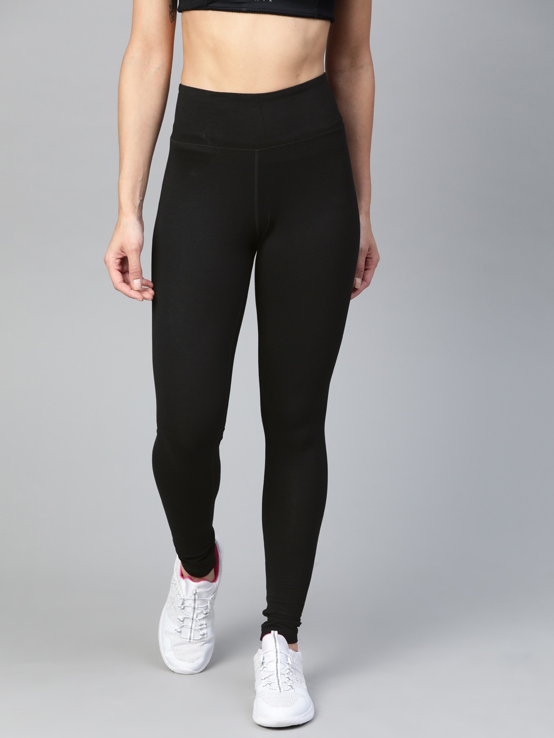 

Reebok Women Black Solid Training Essentials Cotton Tights