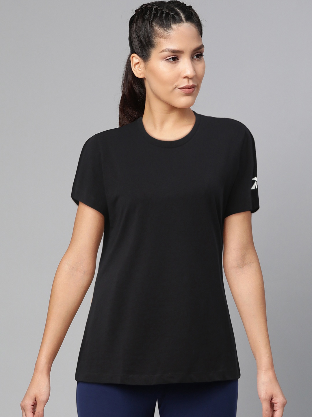 

Reebok Women Black Work Out Ready Comm Solid Training T-Shirt