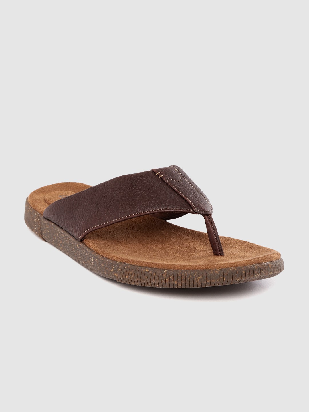 

Clarks Men Coffee Brown Textured Leather Comfort Sandals