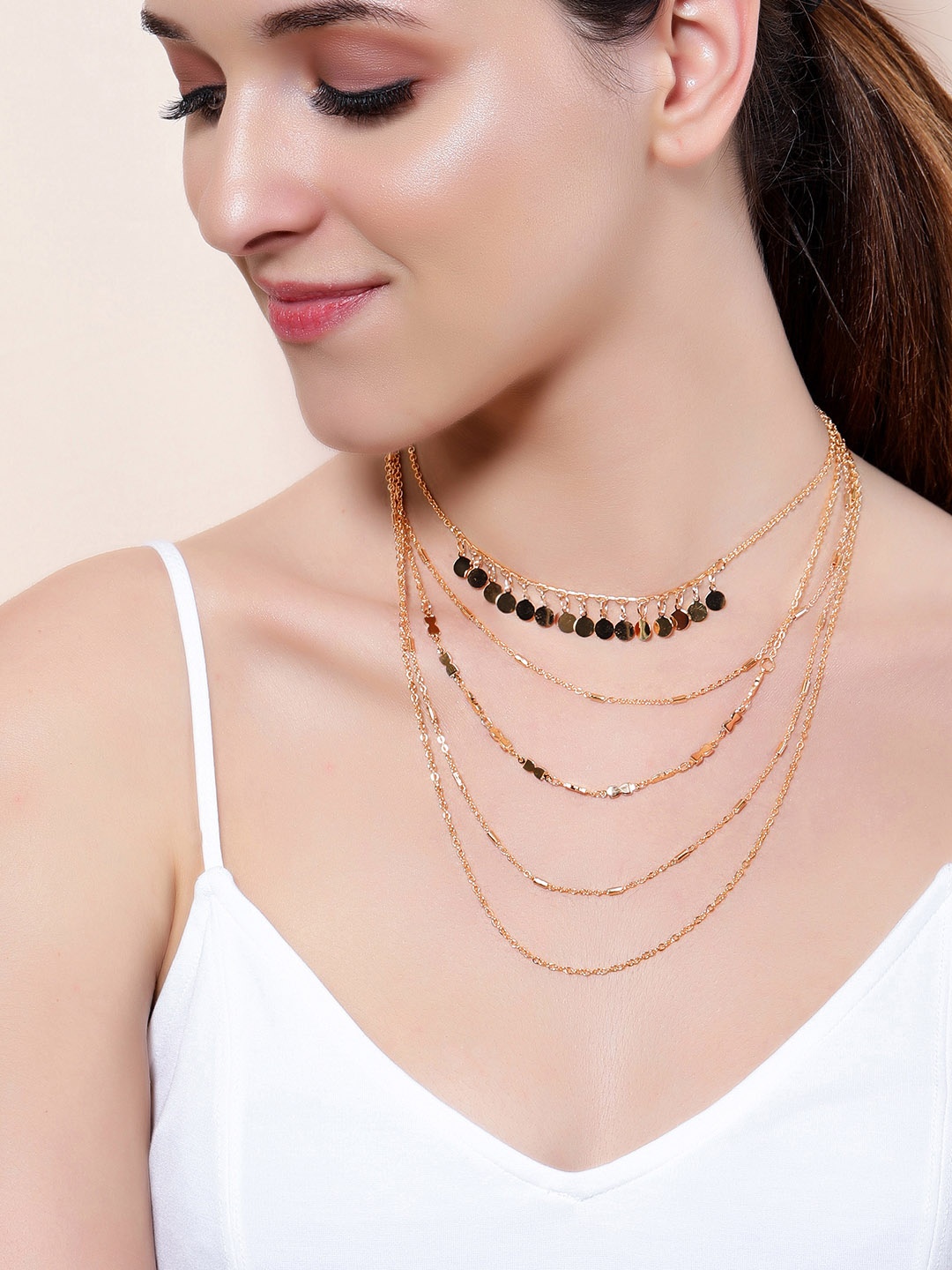 

Rubans Gold Plated Handcrafted Multi Layered Necklace