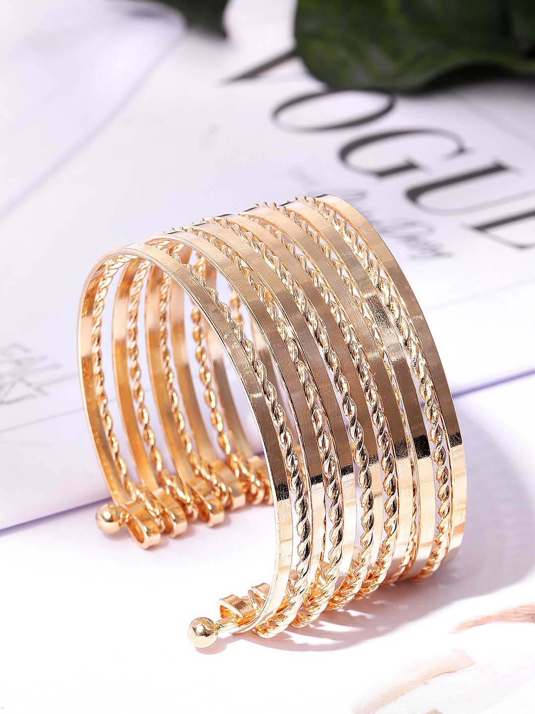 

Rubans Women Gold-Plated Handcrafted Cuff Bracelet