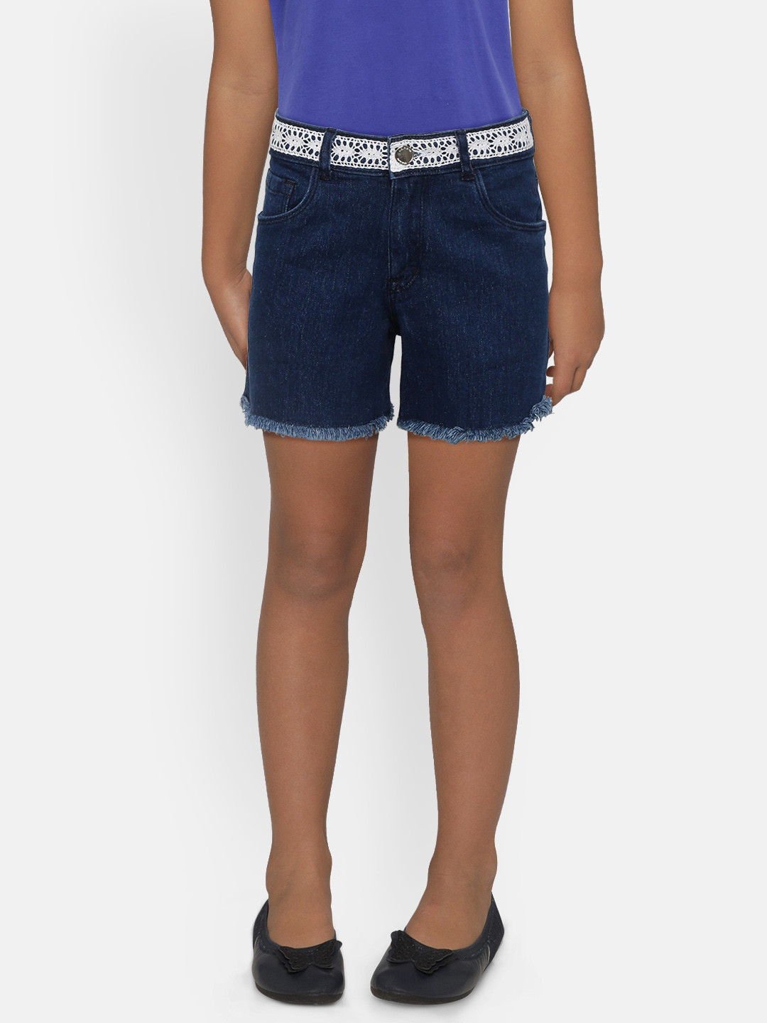 

Gini and Jony Girls Navy Blue Solid Regular Fit Denim Shorts