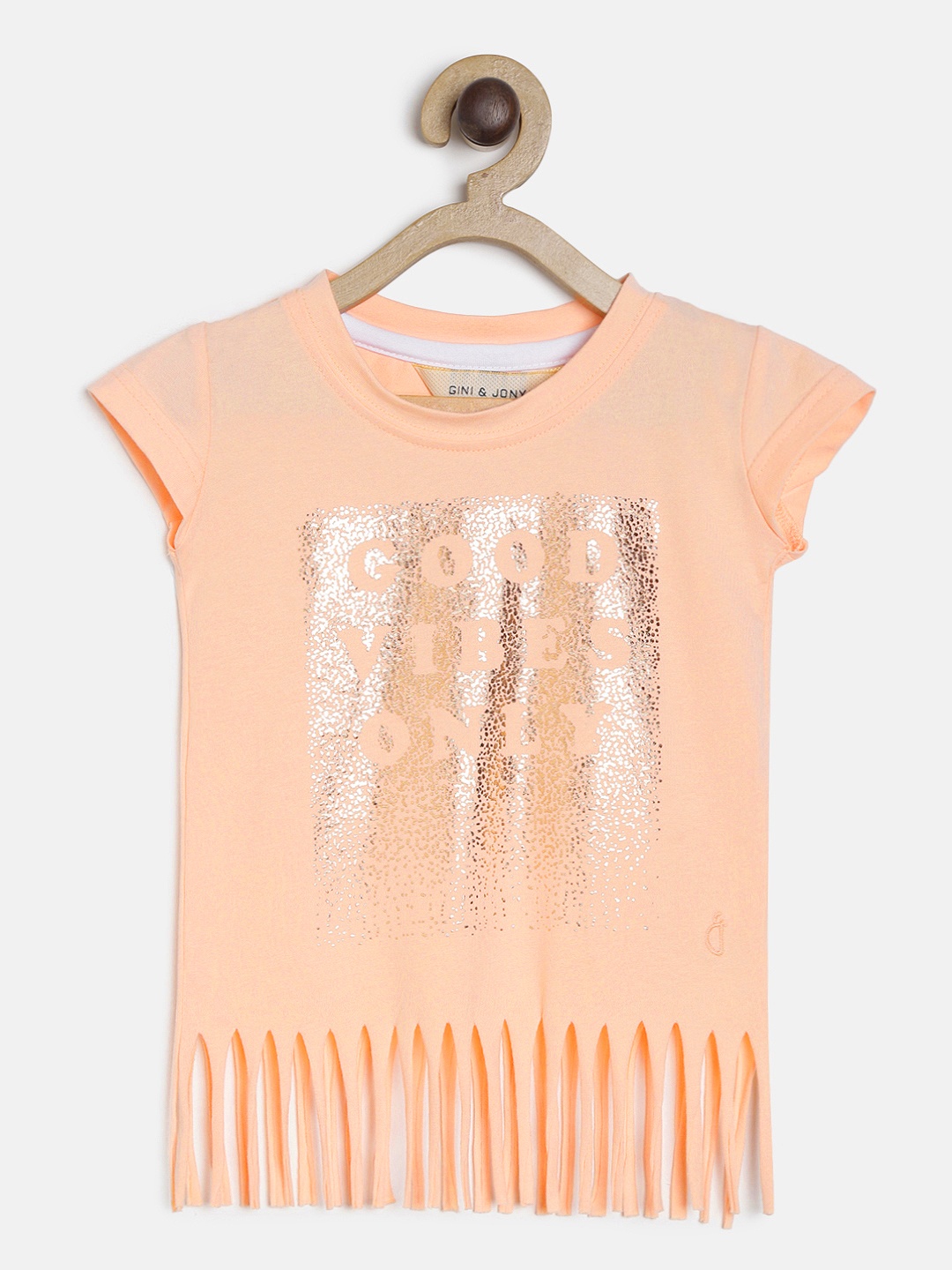 

Gini and Jony Girls Peach-Coloured Printed Top