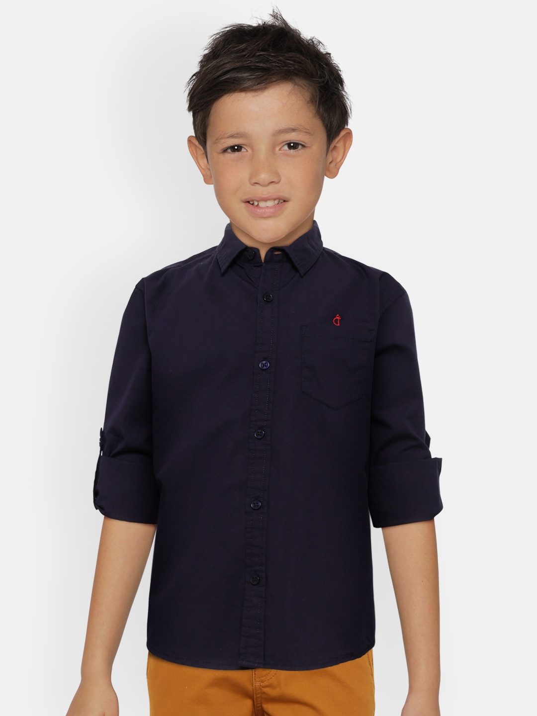 

Gini and Jony Boys Navy Blue Regular Fit Solid Casual Shirt