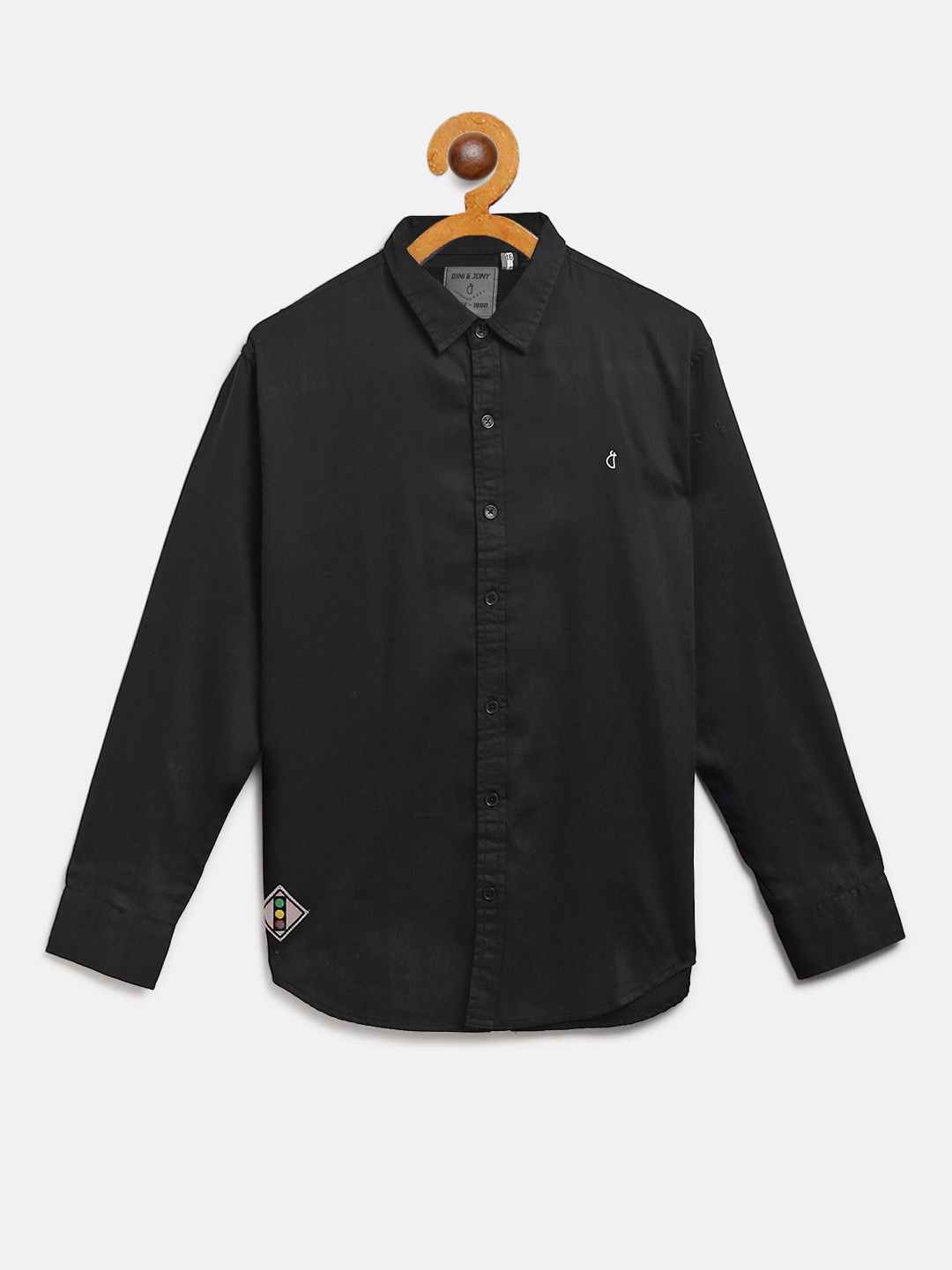 

Gini and Jony Boys Black Regular Fit Solid Casual Shirt