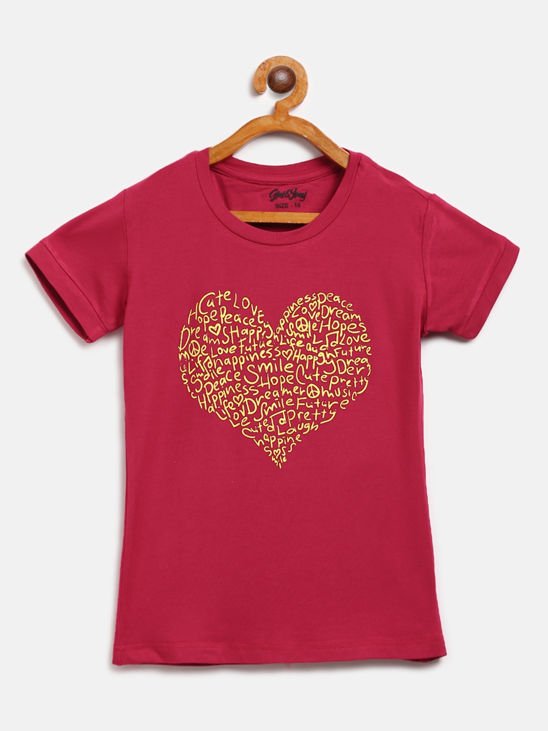 

Gini and Jony Girls Fuchsia Pink Printed Round Neck Pure Cotton T-shirt