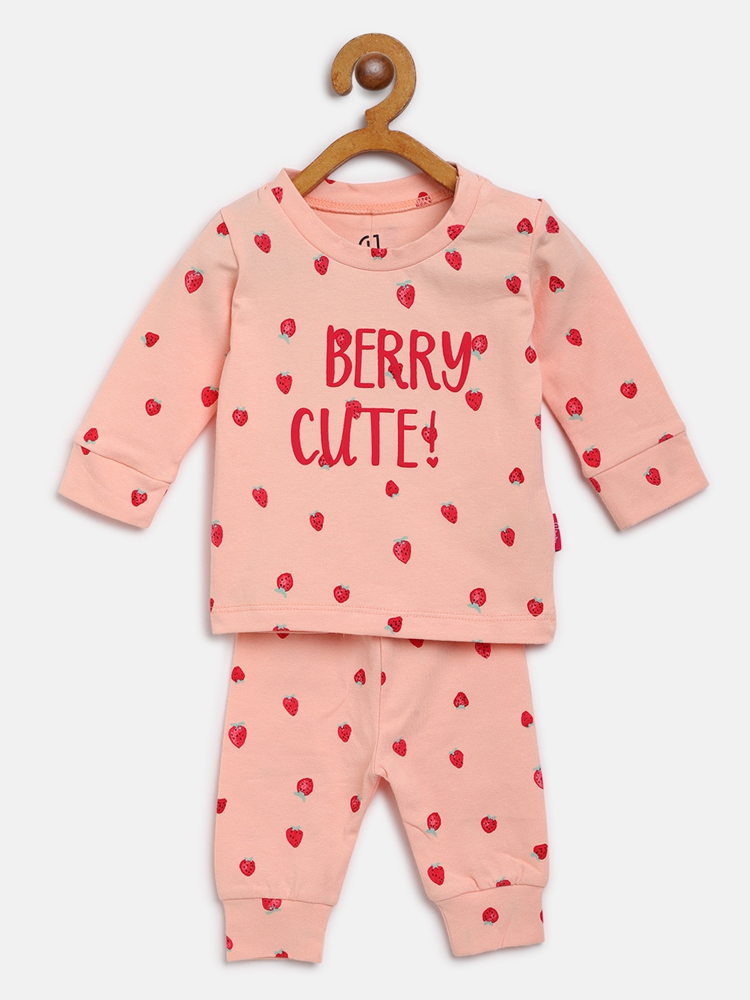 

Gini and Jony Girls Peach-Coloured & Red Printed Co-ords