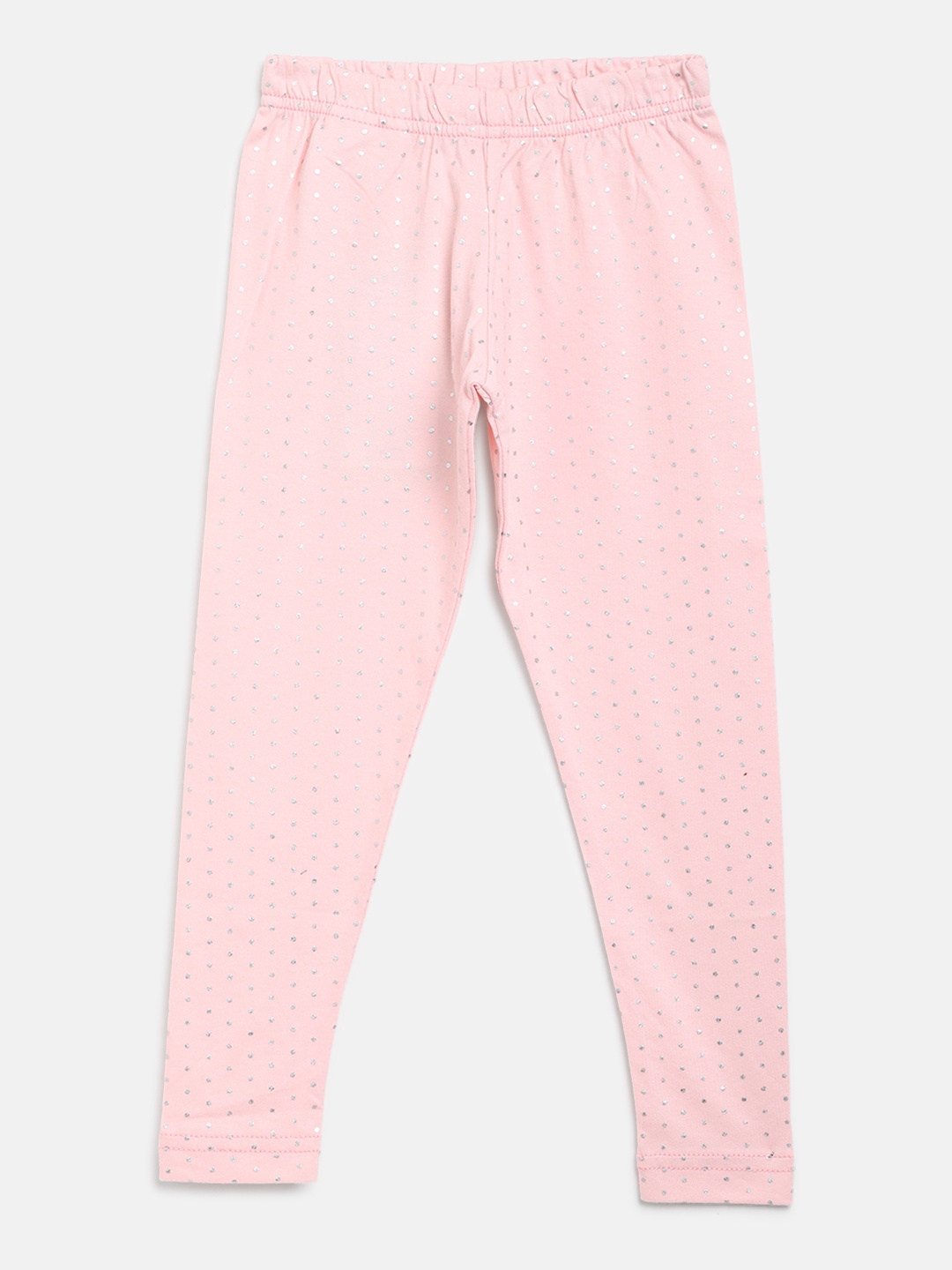 

Gini and Jony Girls Pink & Silver Polka Dot Print Ankle-Length Leggings