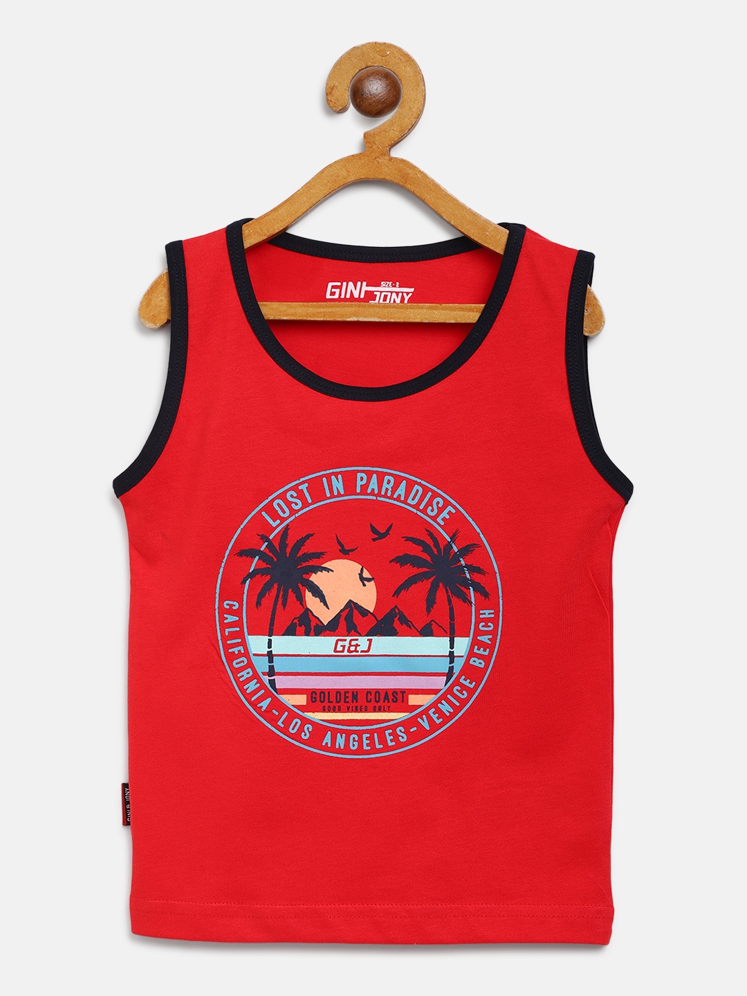 

Gini and Jony Boys Red Printed Round Neck T-shirt