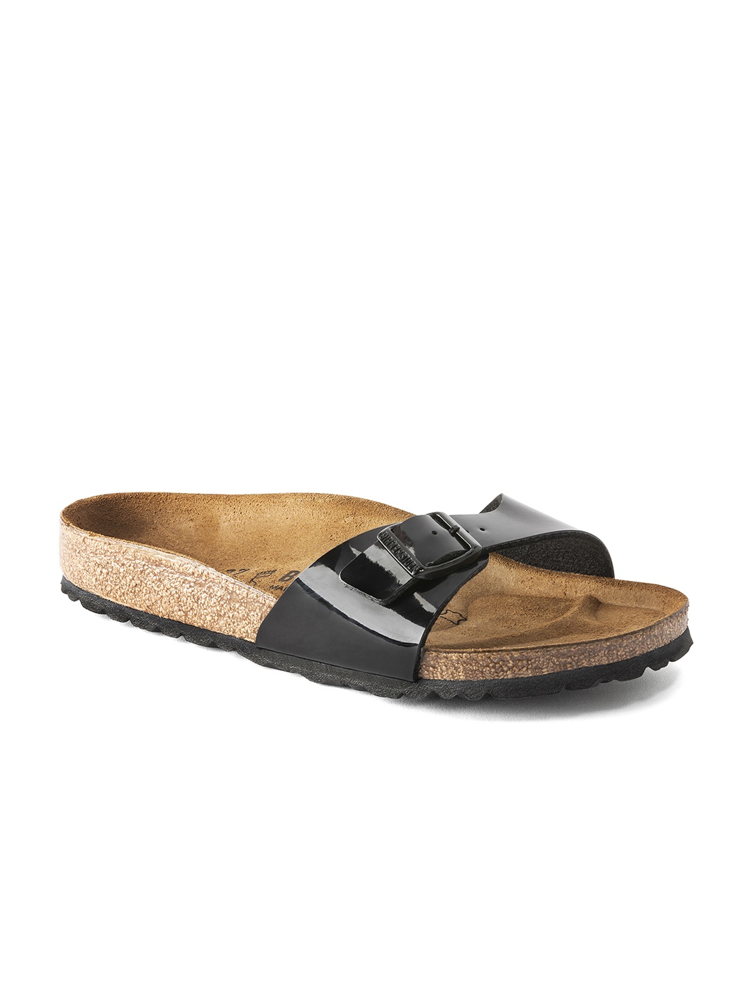 

Birkenstock Madrid Black Patent Narrow Width Birko-Flor Patent One-Strap Sandals