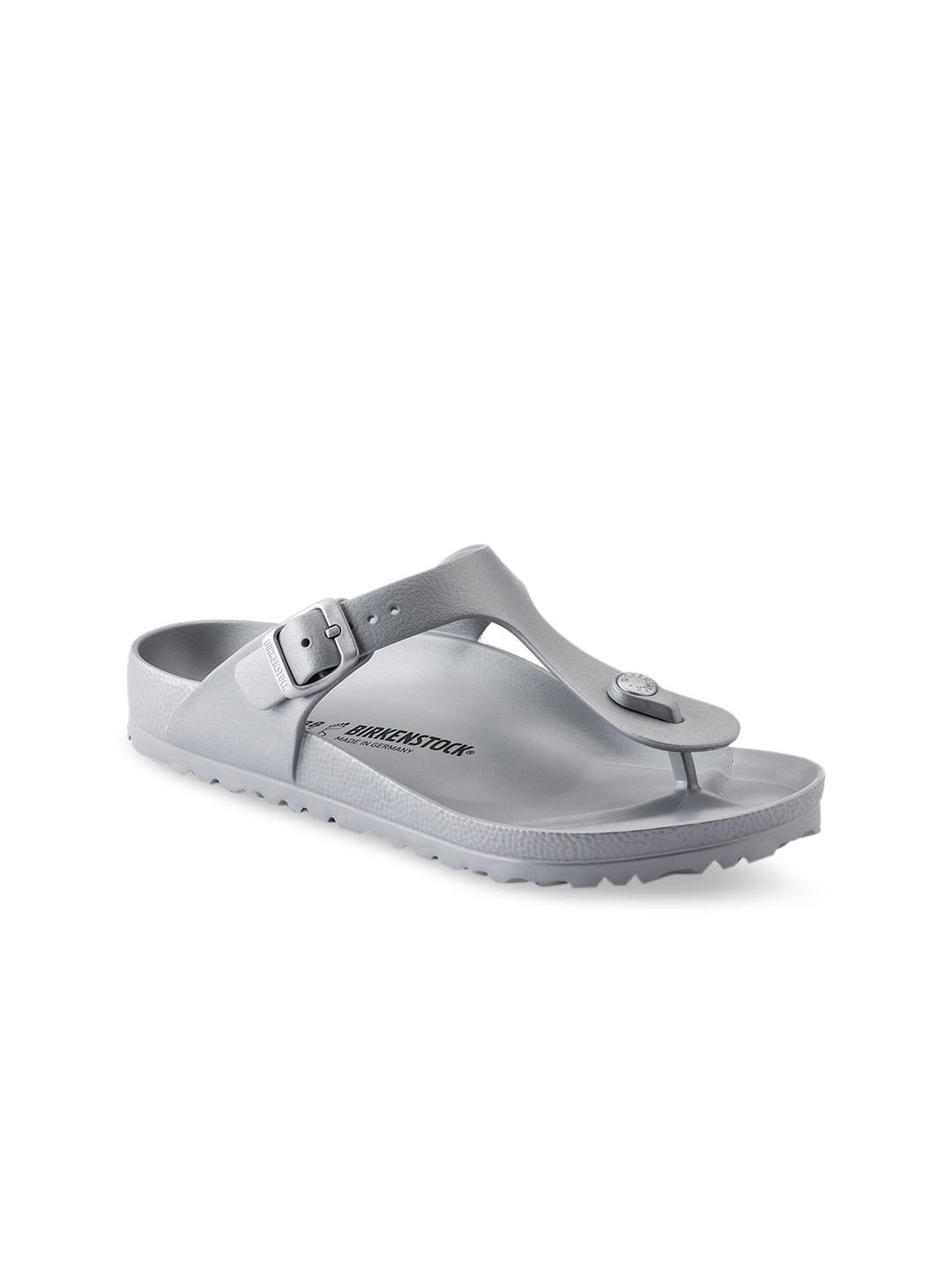 

Birkenstock Women Silver-Toned Solid Gizeh EVA T-Strap Regular Width Flats