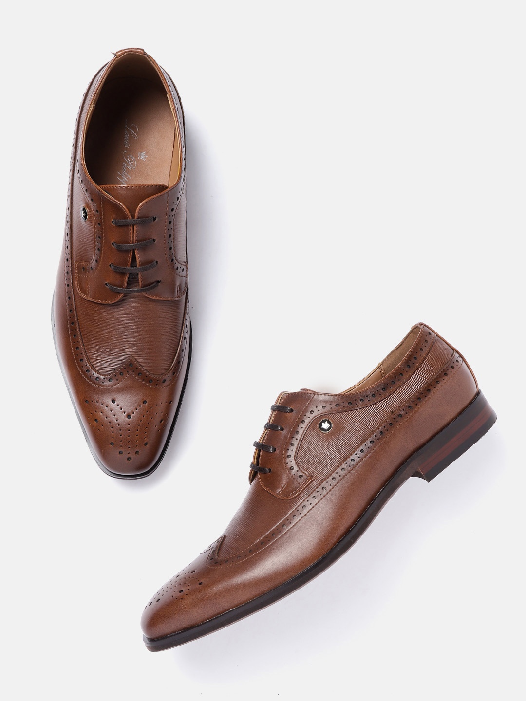 

Louis Philippe Men Brown Textured Leather Formal Brogues