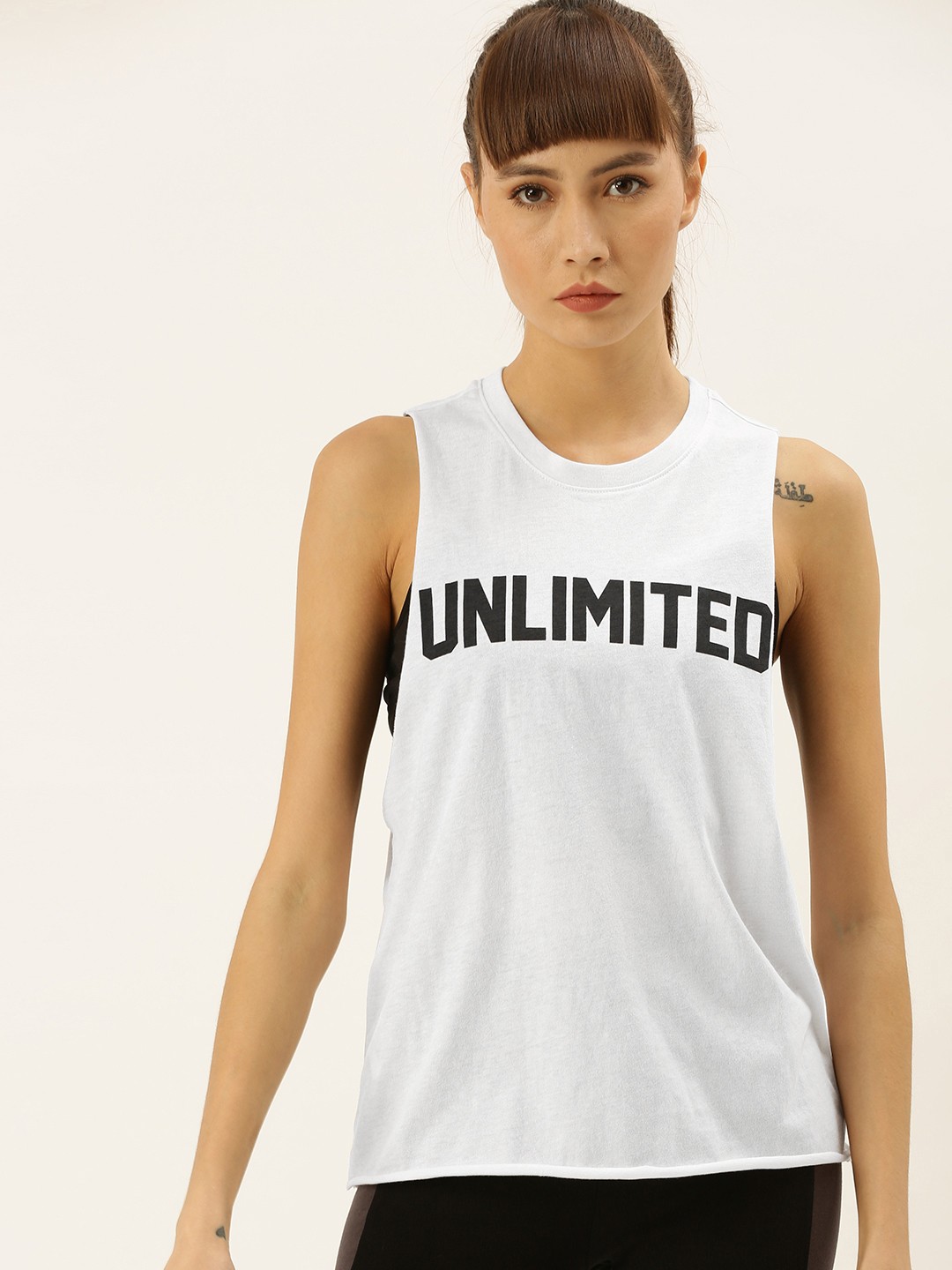 

FOREVER 21 Women White Printed Round Neck T-shirt