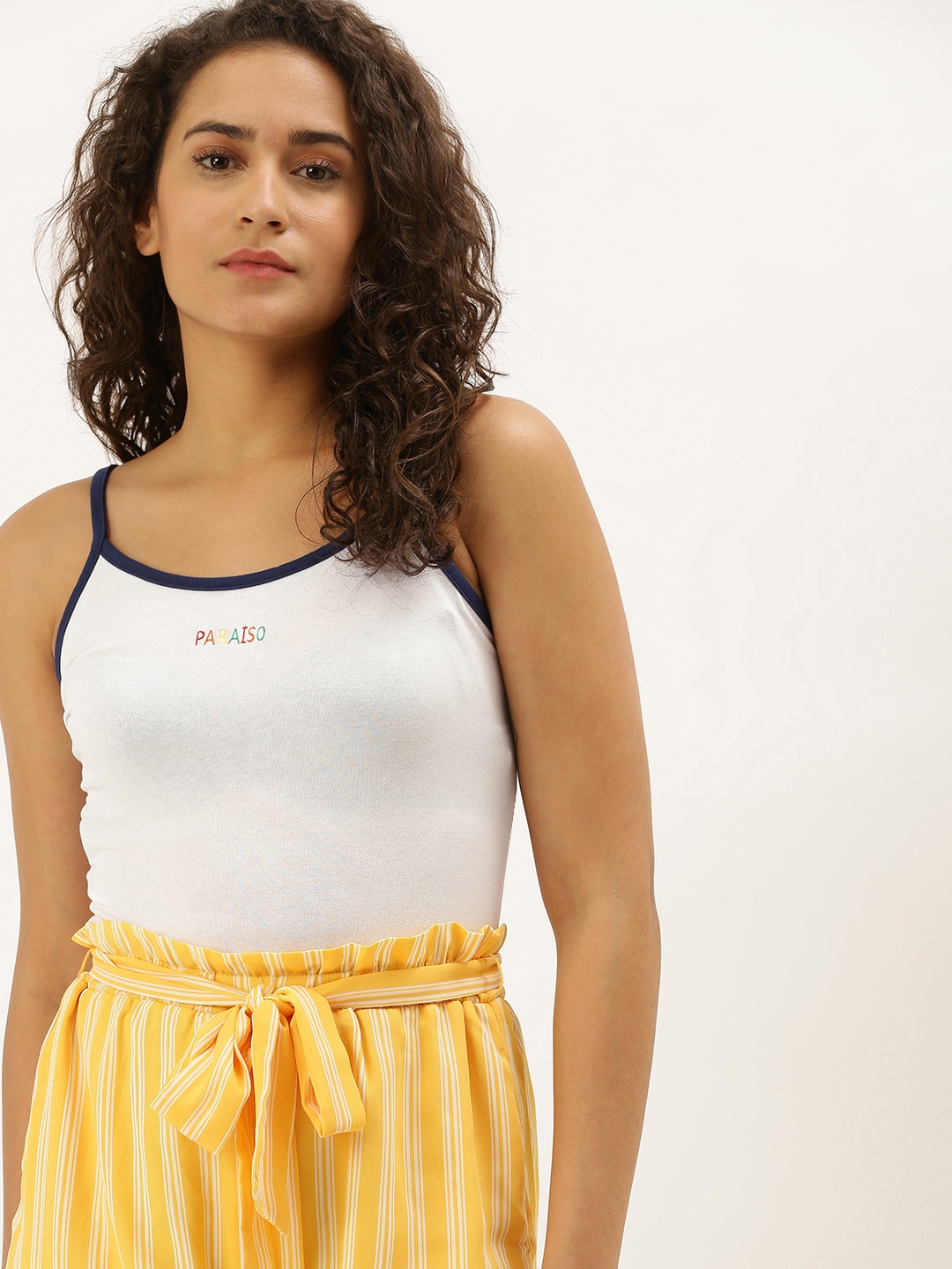 

FOREVER 21 Women White Solid Fitted Crop Top with embroidery
