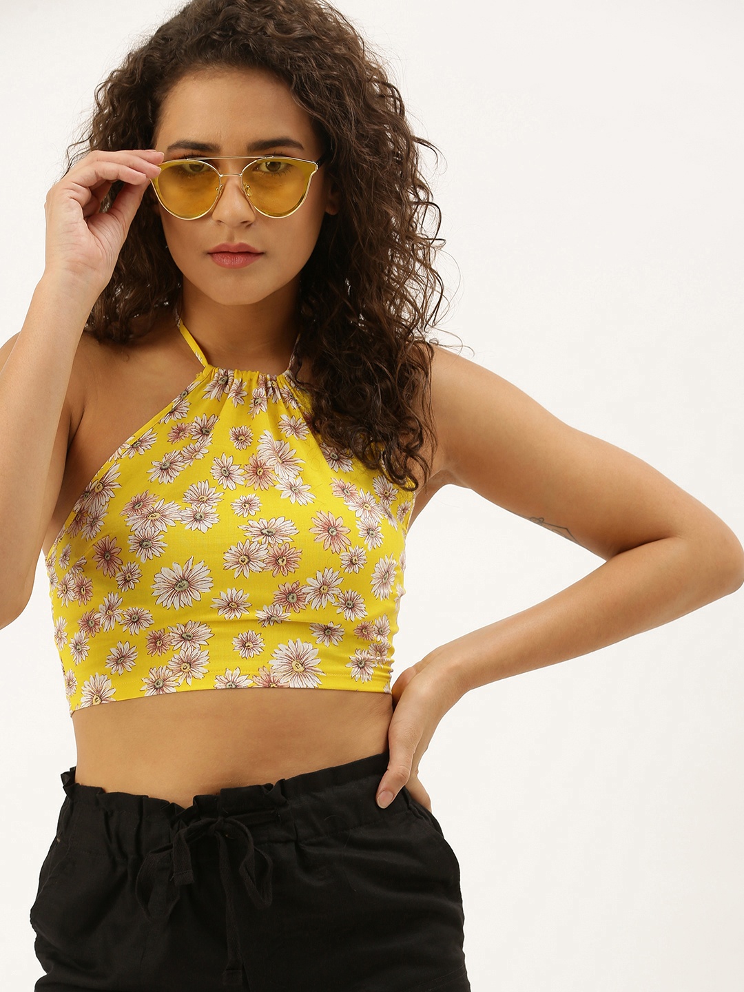 

FOREVER 21 Women Multicoloured Printed Fitted Crop Top, Multi