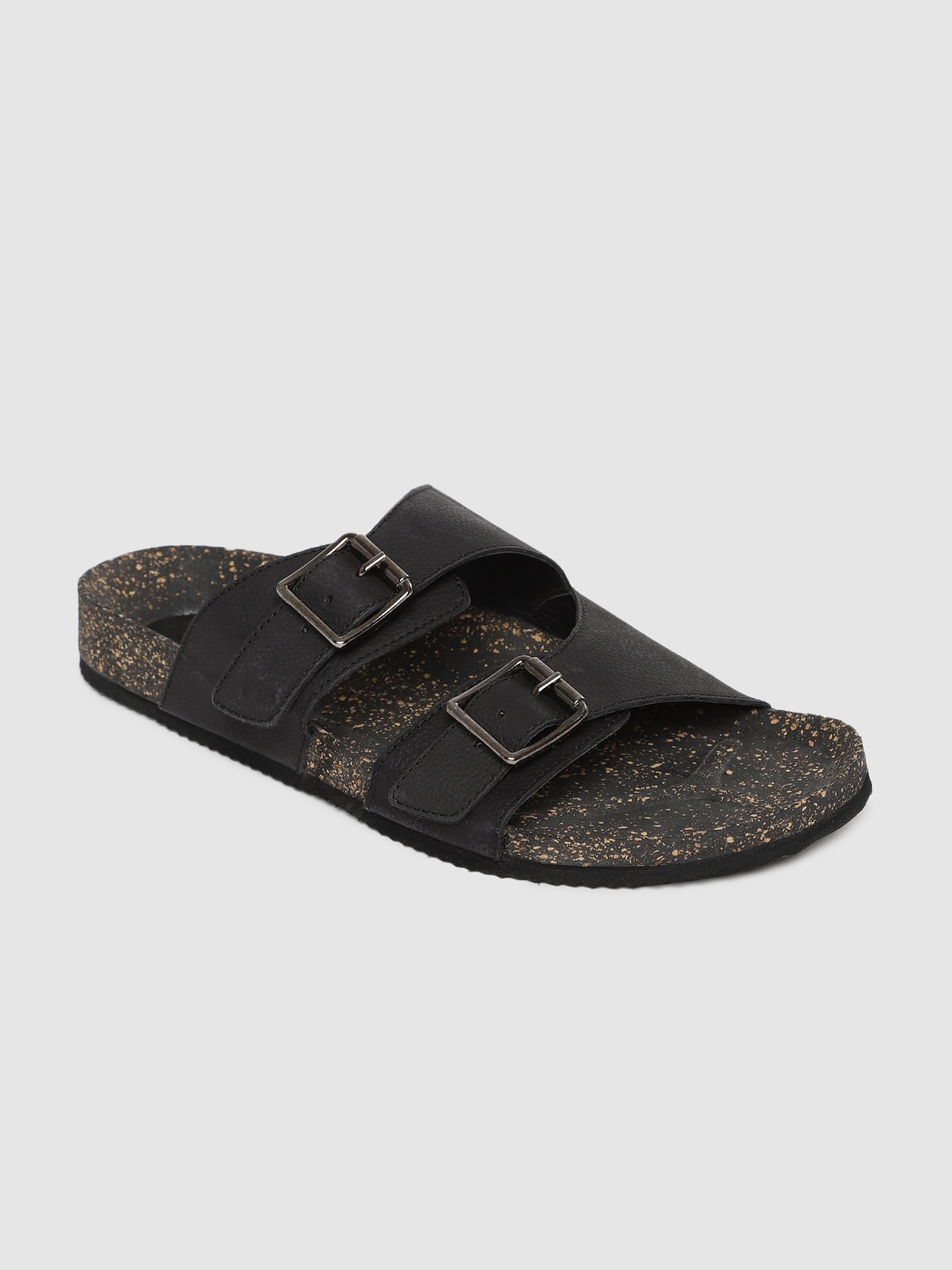 

U.S. Polo Assn. Men Black Leather Comfort Sandals