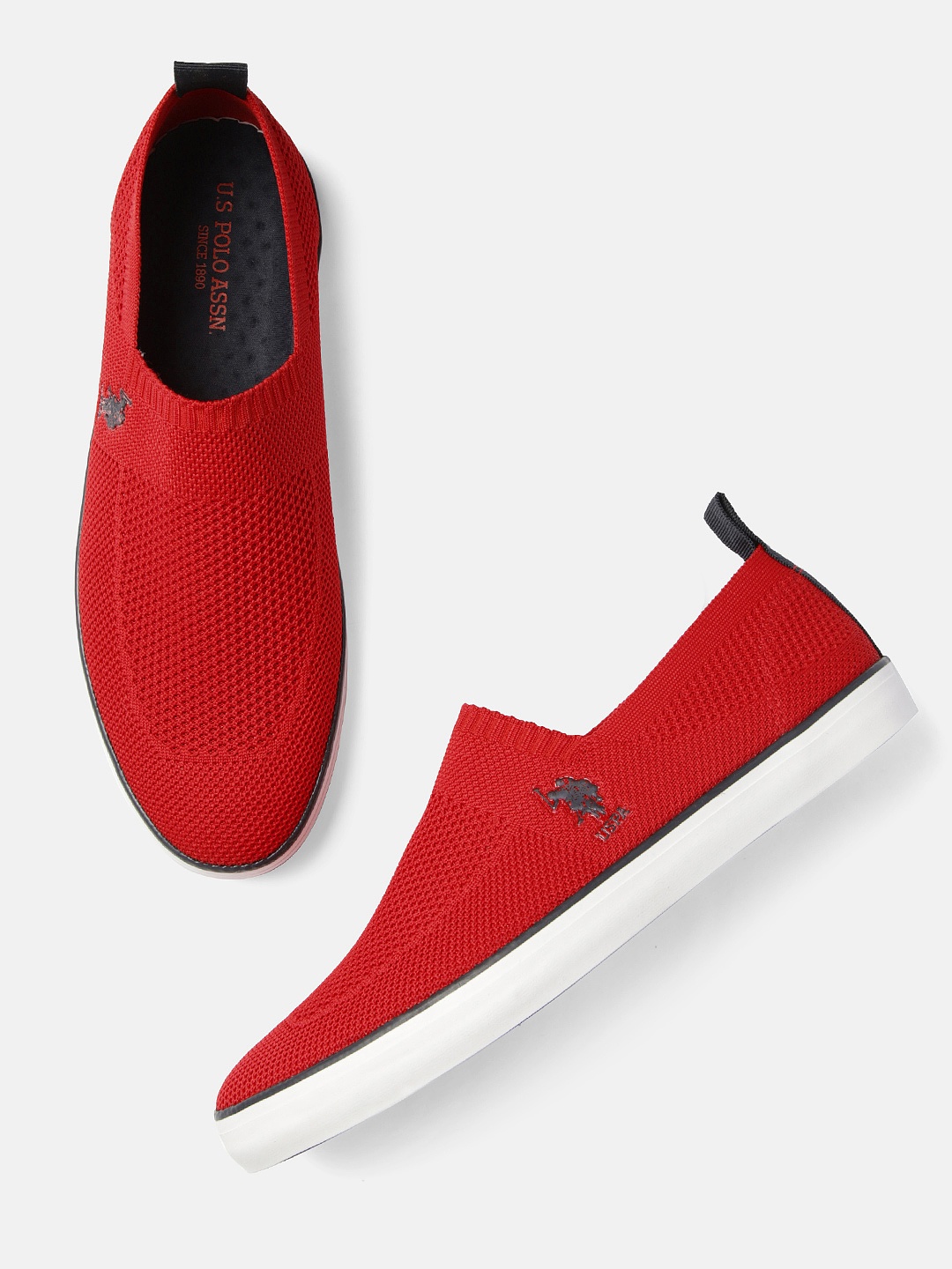 

U.S. Polo Assn. Men Red Woven Design OCTAVIA Slip-On Sneakers