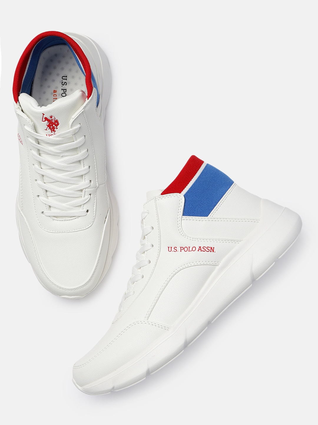 

U.S. Polo Assn. Men White Solid Mid-Top Sneakers