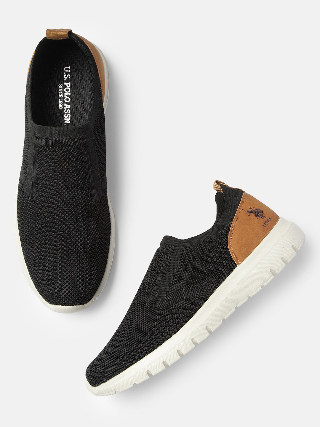 

U.S. Polo Assn. Men Black Woven Design TERRI Slip-On Sneakers