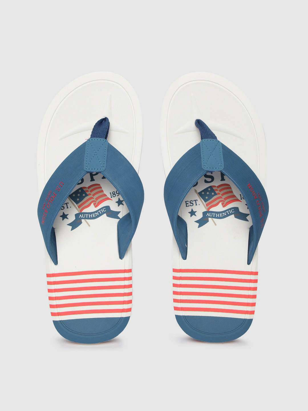 

U.S. Polo Assn. Men Blue & White Printed Thong Flip-Flops