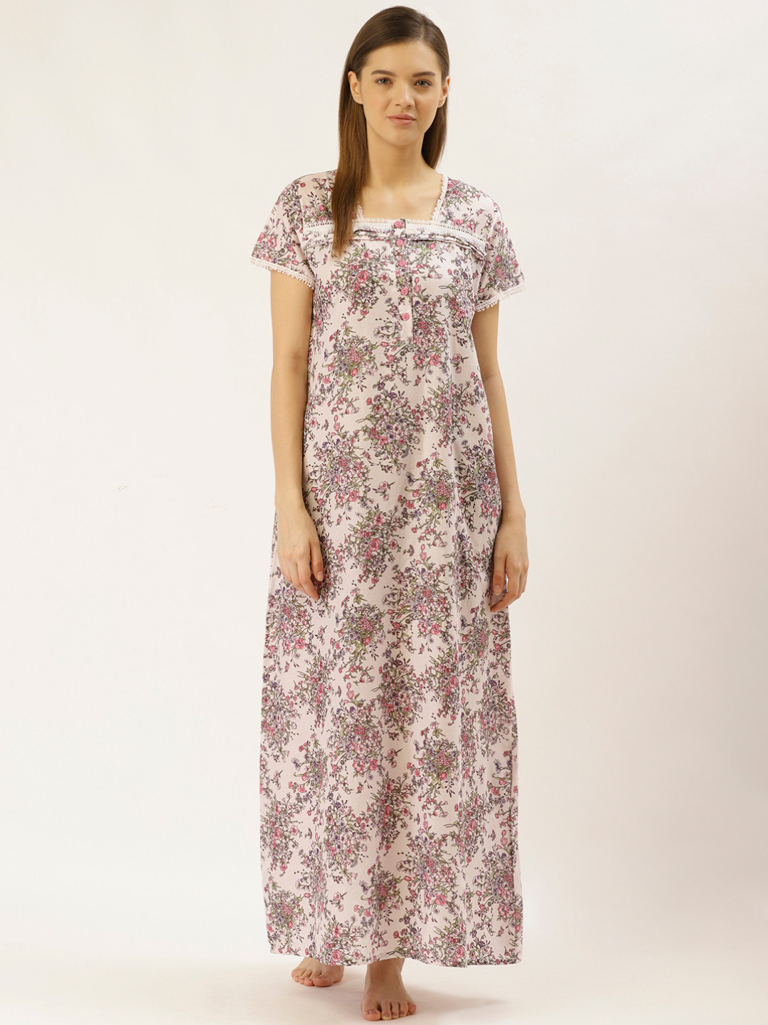 

Sweet Dreams Pink & Green Printed Maxi Nightdress