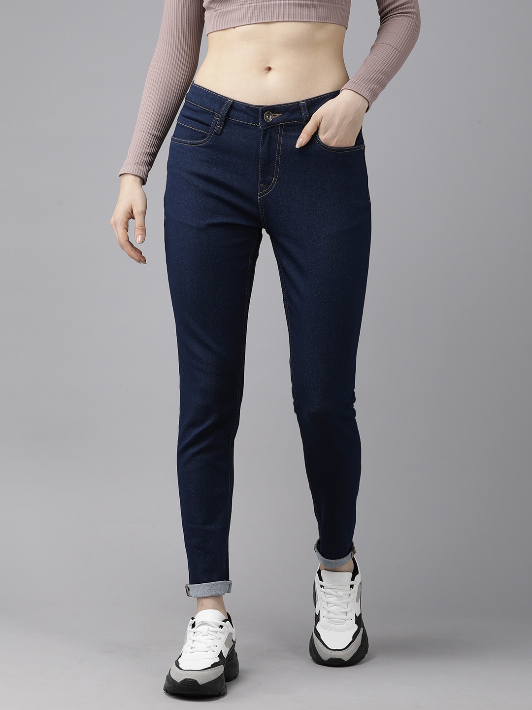 

Roadster Women Blue Skinny Fit Mid-Rise Clean Look Stretchable Jeans