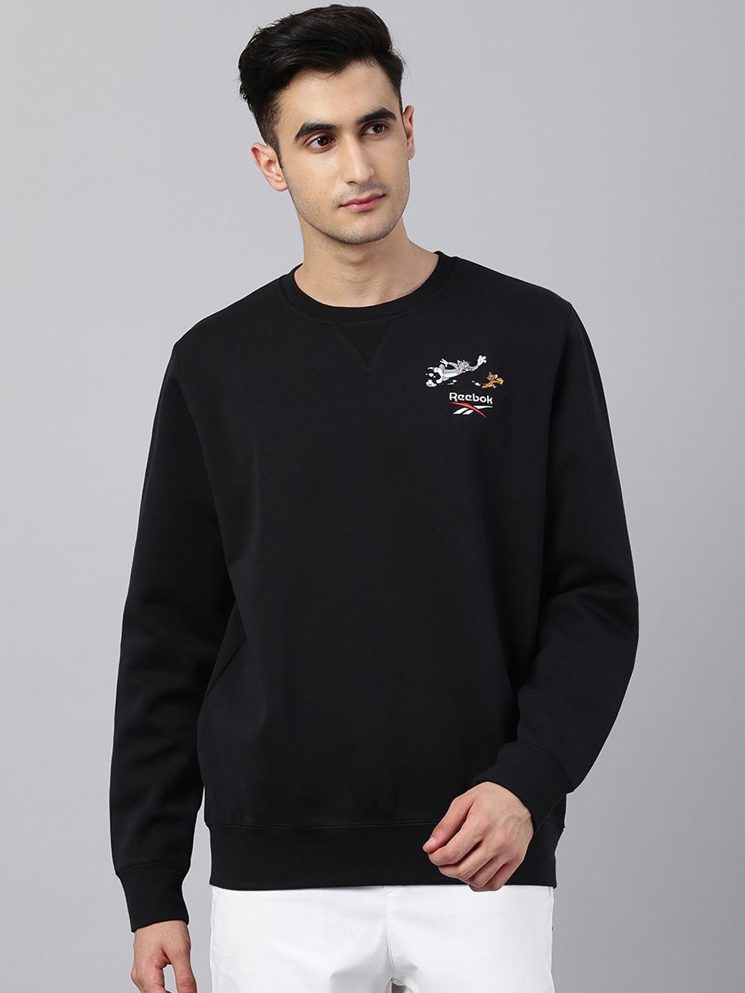 

Reebok Classic Unisex Black Tom & Jerry Crew 1 Solid Sweatshirt