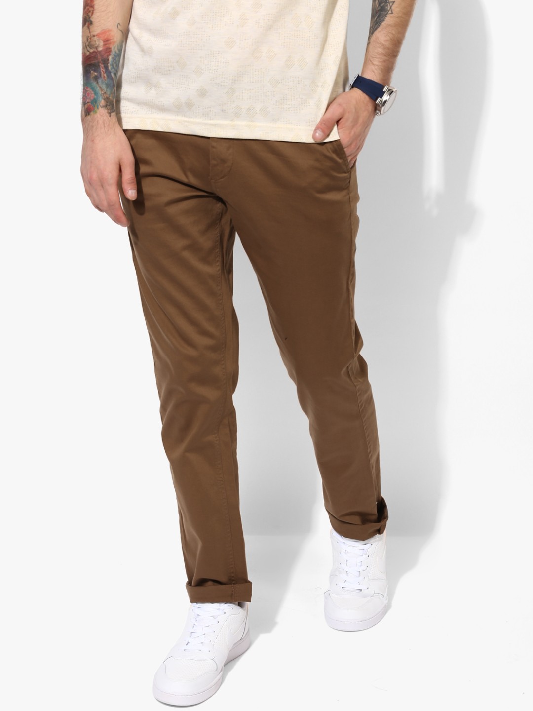 

BYFORD by Pantaloons Men Brown Solid Chinos