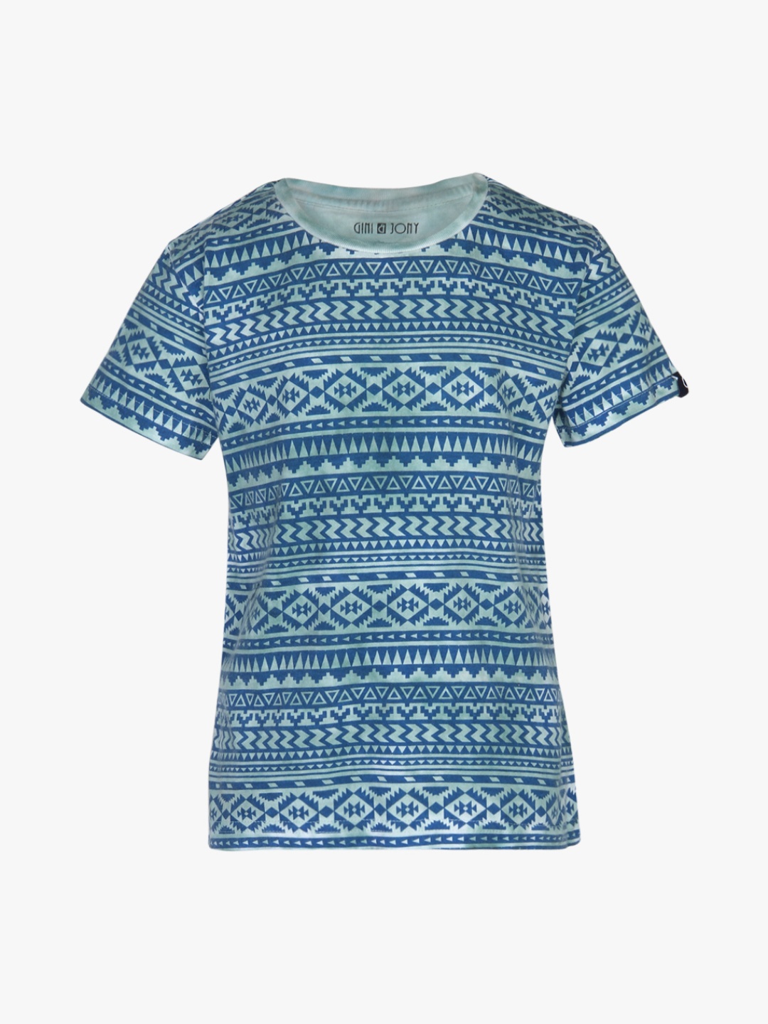 

Gini and Jony Boys Blue & Green Printed Round Neck T-shirt