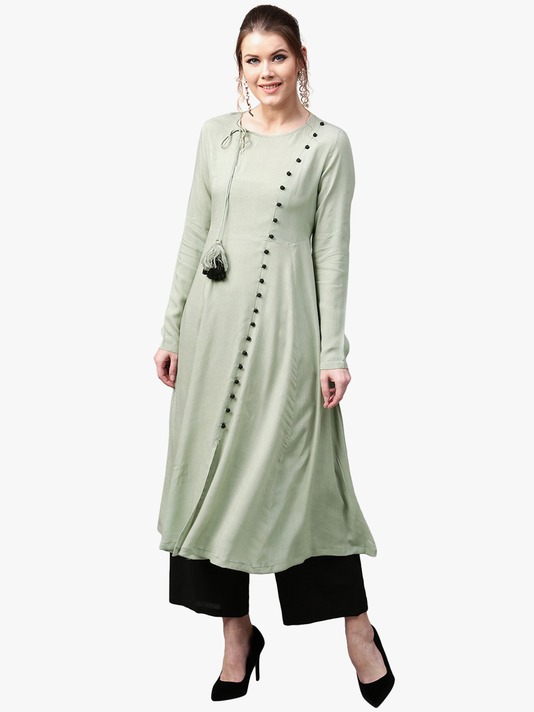 

SASSAFRAS Women Grey Solid Pathani Kurta