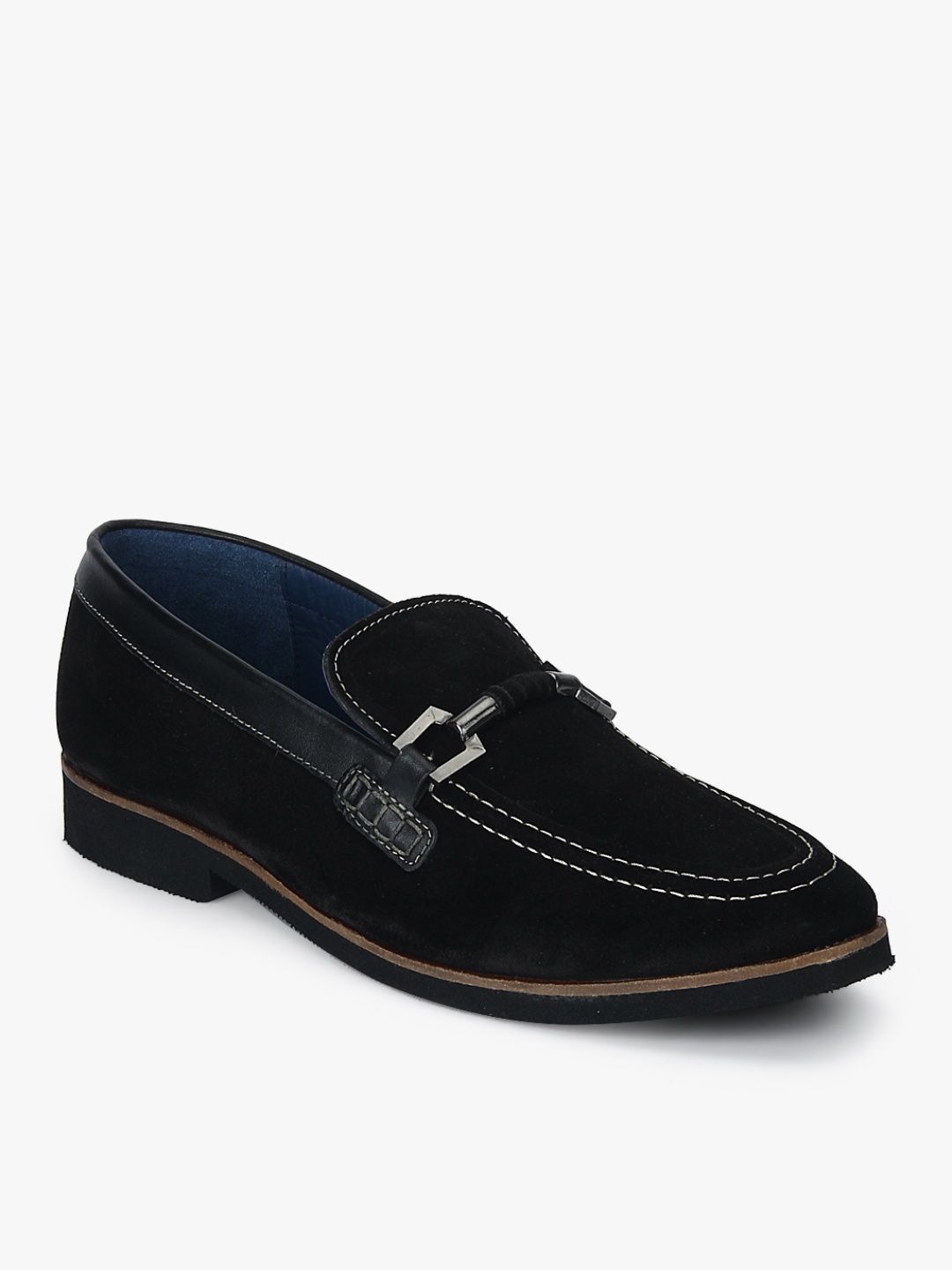

Ninety9steps Men Black Solid Buckle Detail Loafers