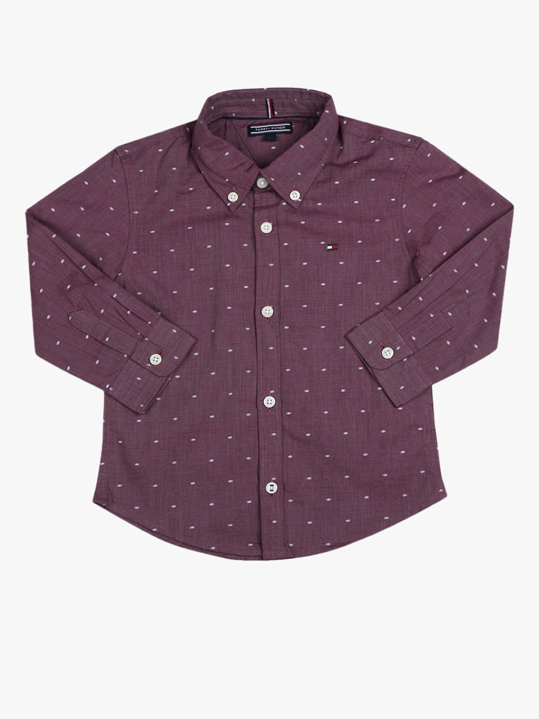 

Tommy Hilfiger Boys Mauve & White Slim Fit Printed Casual Shirt