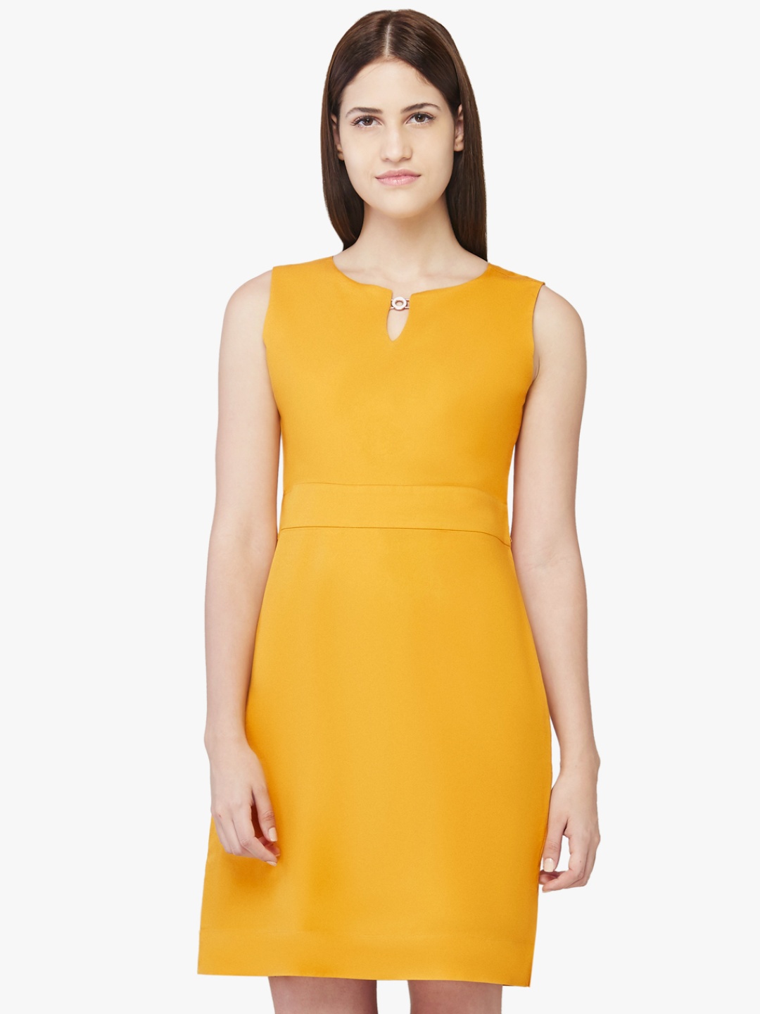 

AND Women Yellow Solid Fit and Flare Dress