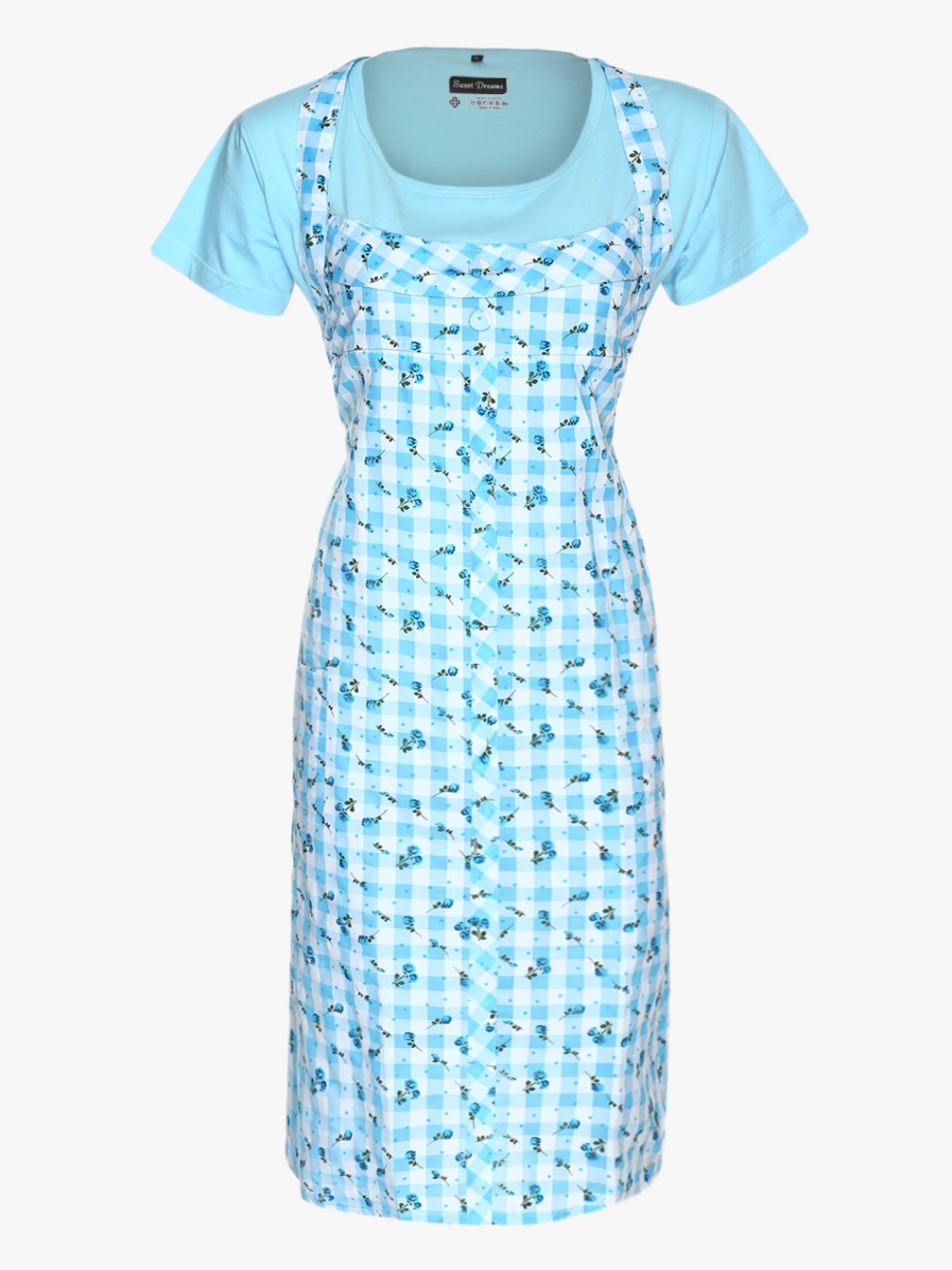 

Sweet Dreams Women Blue & White Printed Sleep Shirt