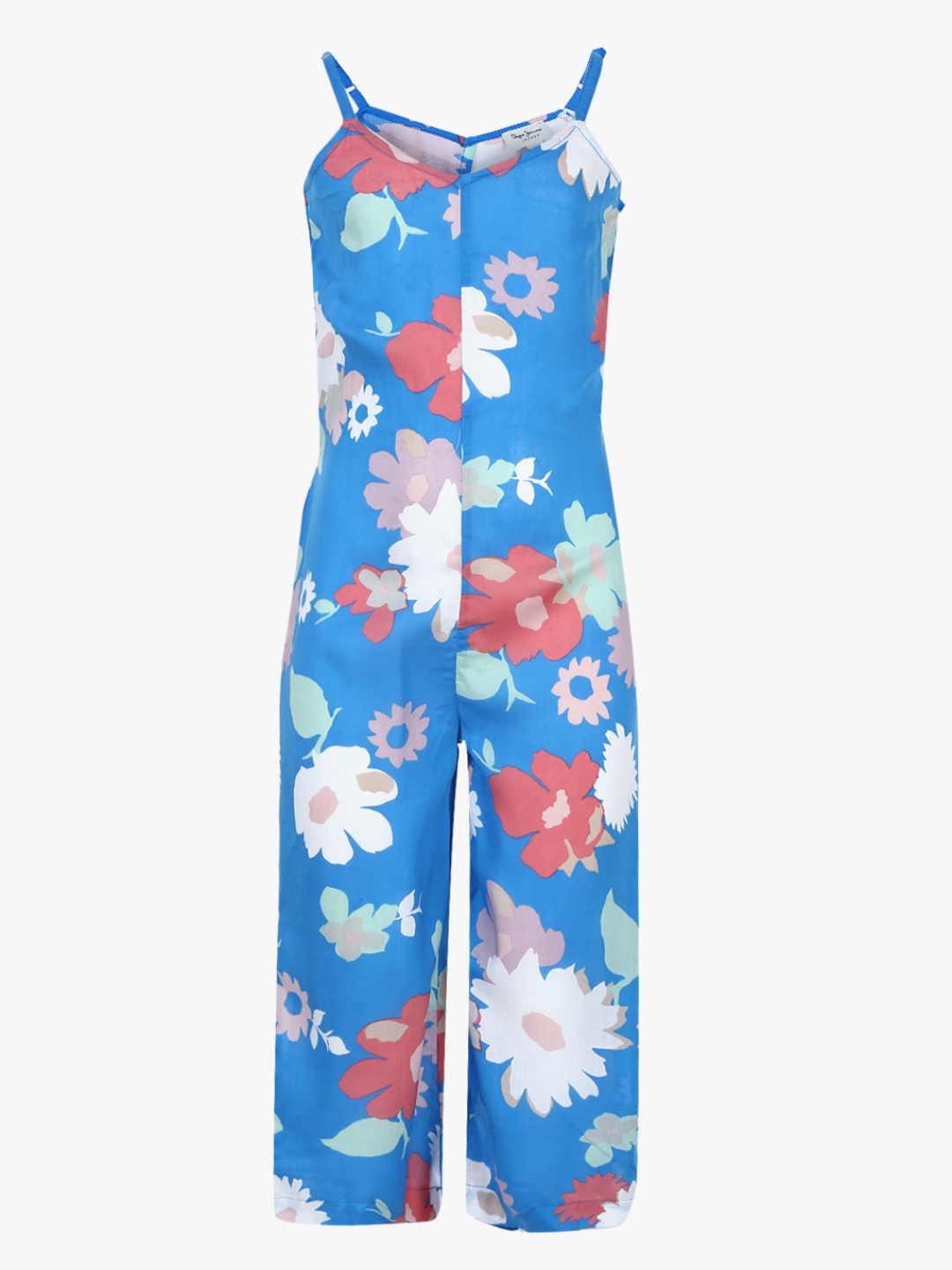 

Pepe Jeans Girls Blue & White Printed Basic Jumpsuit