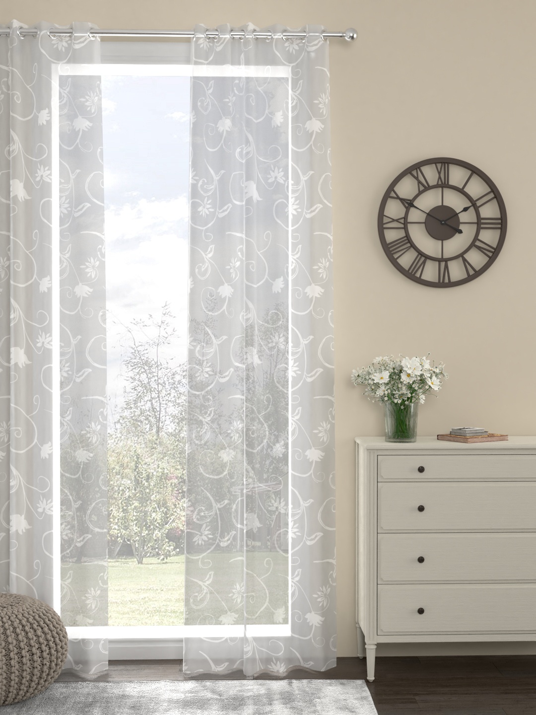 

ROSARA HOME White Single Sheer Door Curtain